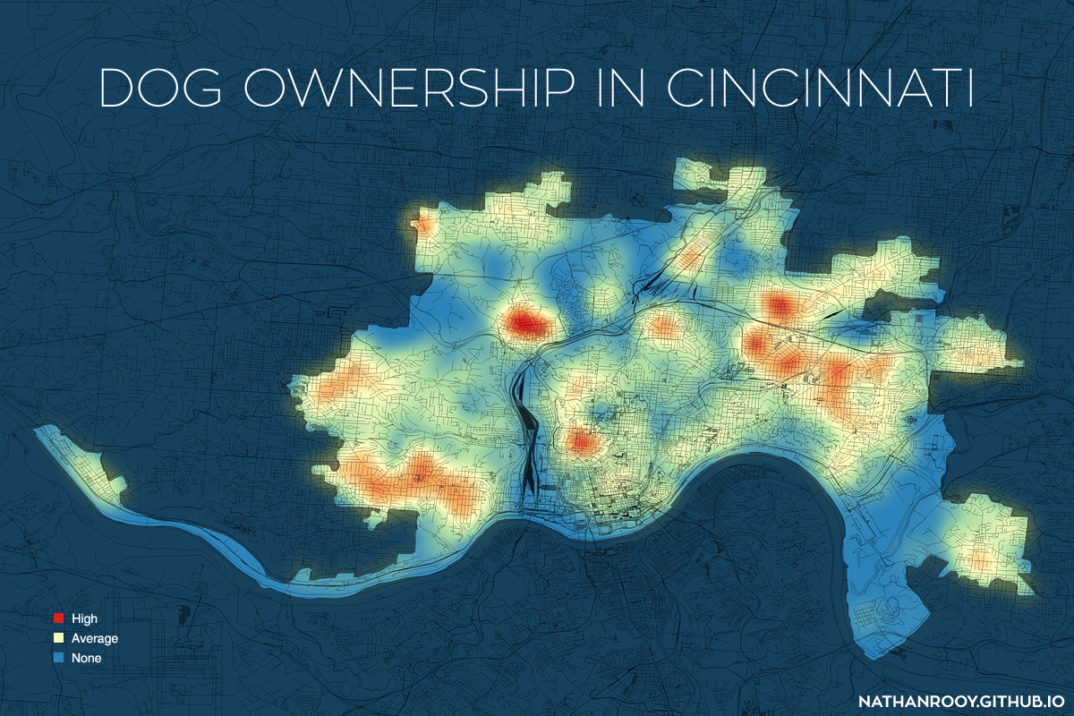 Cincinnati Ohio dog ownership heat map