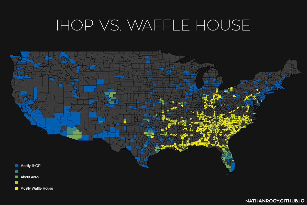 IHOP v. Waffle House - By County